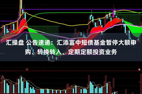 汇操盘 公告速递：汇添富中短债基金暂停大额申购、转换转入、定期定额投资业务
